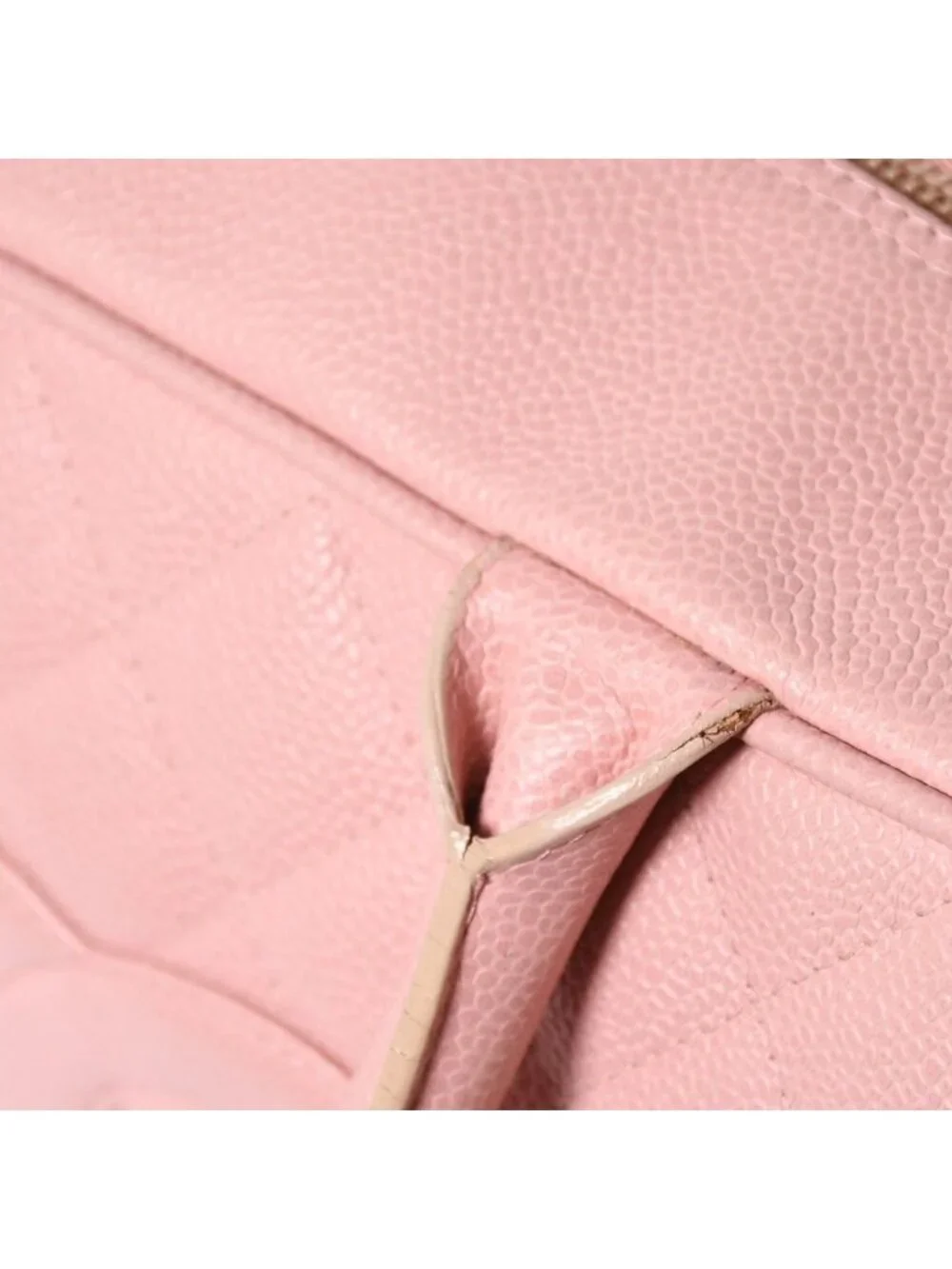 Chanel Jumbo CC Logo Quilted Bowling Bag Caviar Leather Pink Gold